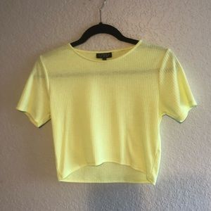 Yellow Ribbed Crop Top